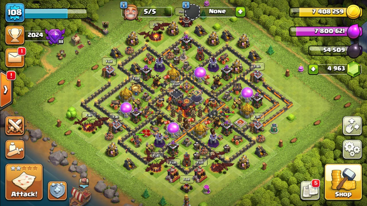 Clash of Clans account Town Hall 18 level 188   With 18 Gems