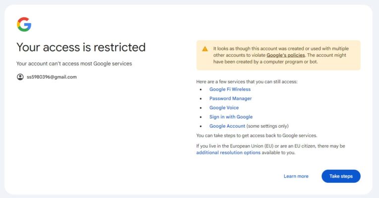 Your account is restricted