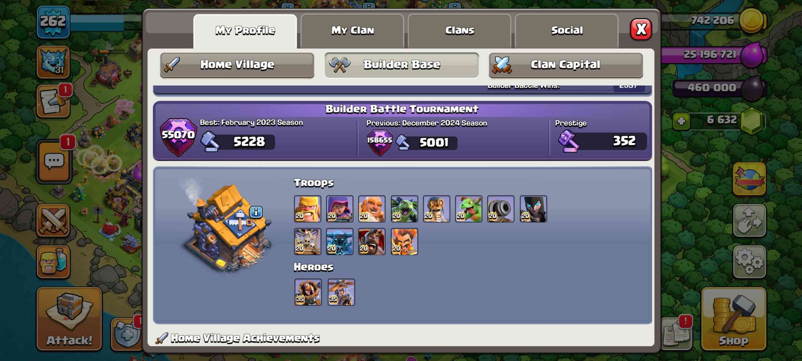 Town Hall 17 Level 261 Builder Profile