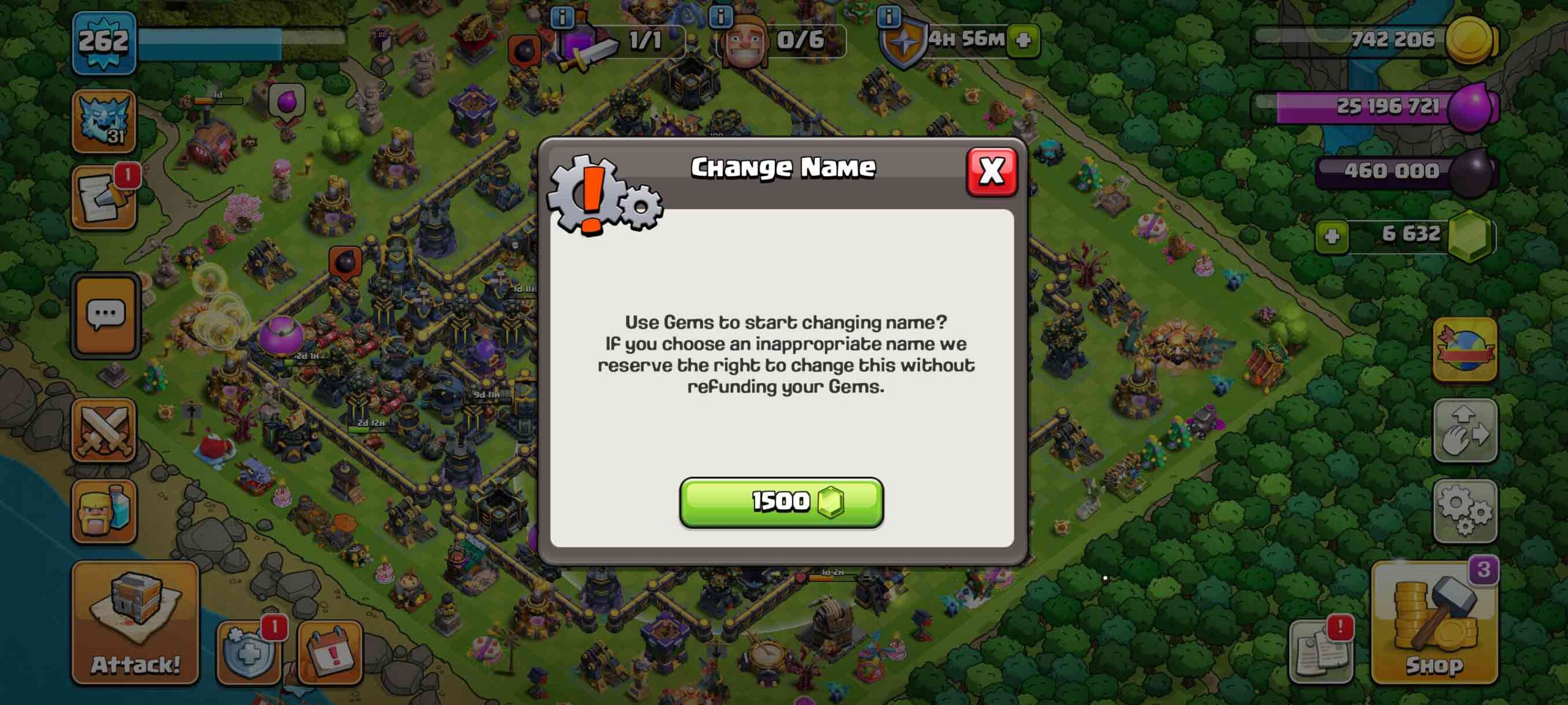 Town Hall 17 Level 261 Change Name