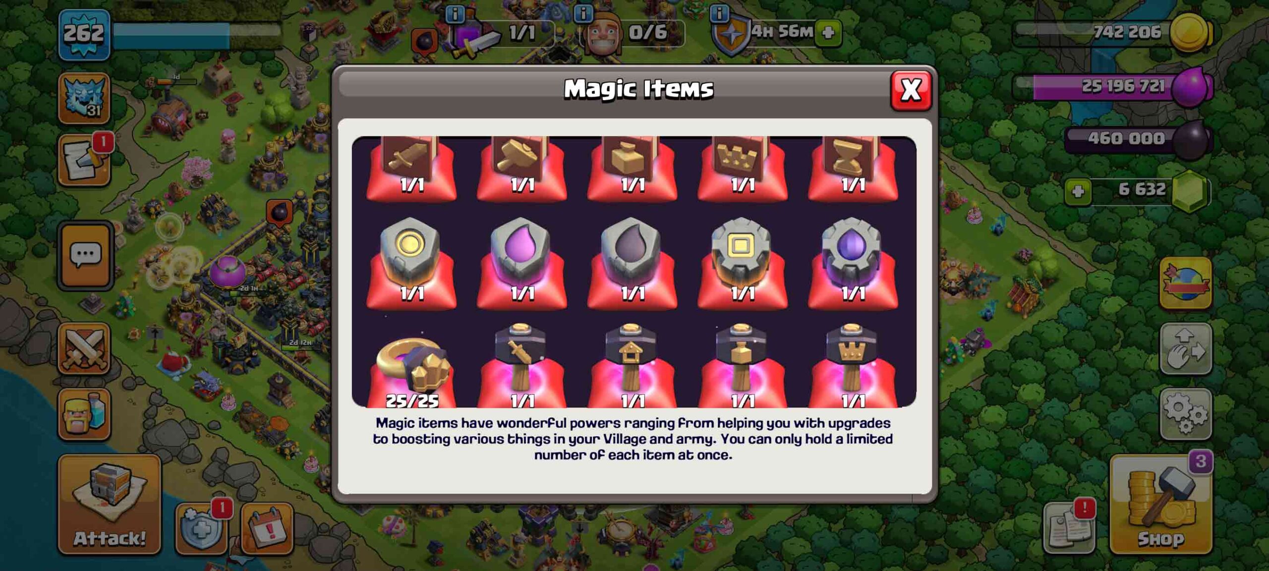 Town Hall 17 Level 261 Magic items