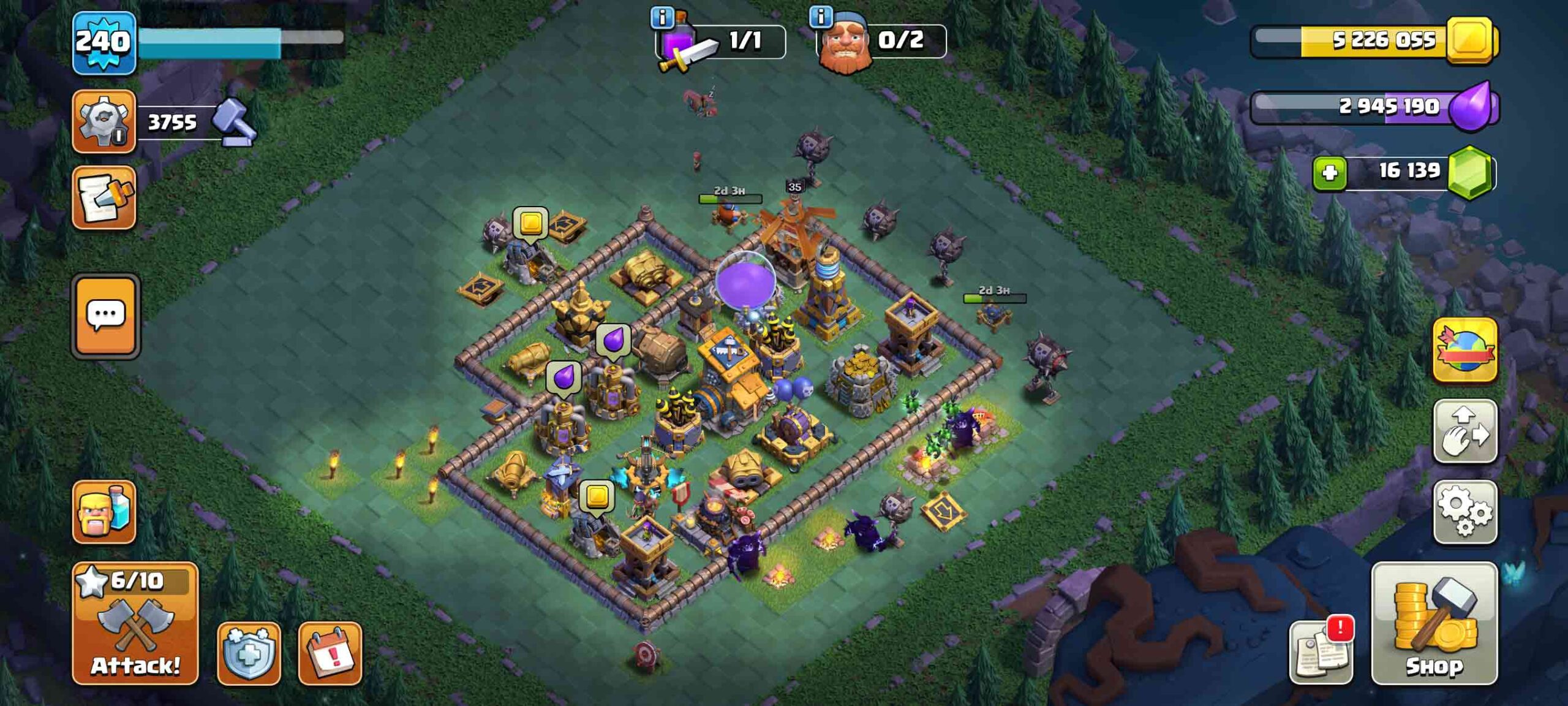 Town Hall 17 Level 240 Builder Base 2