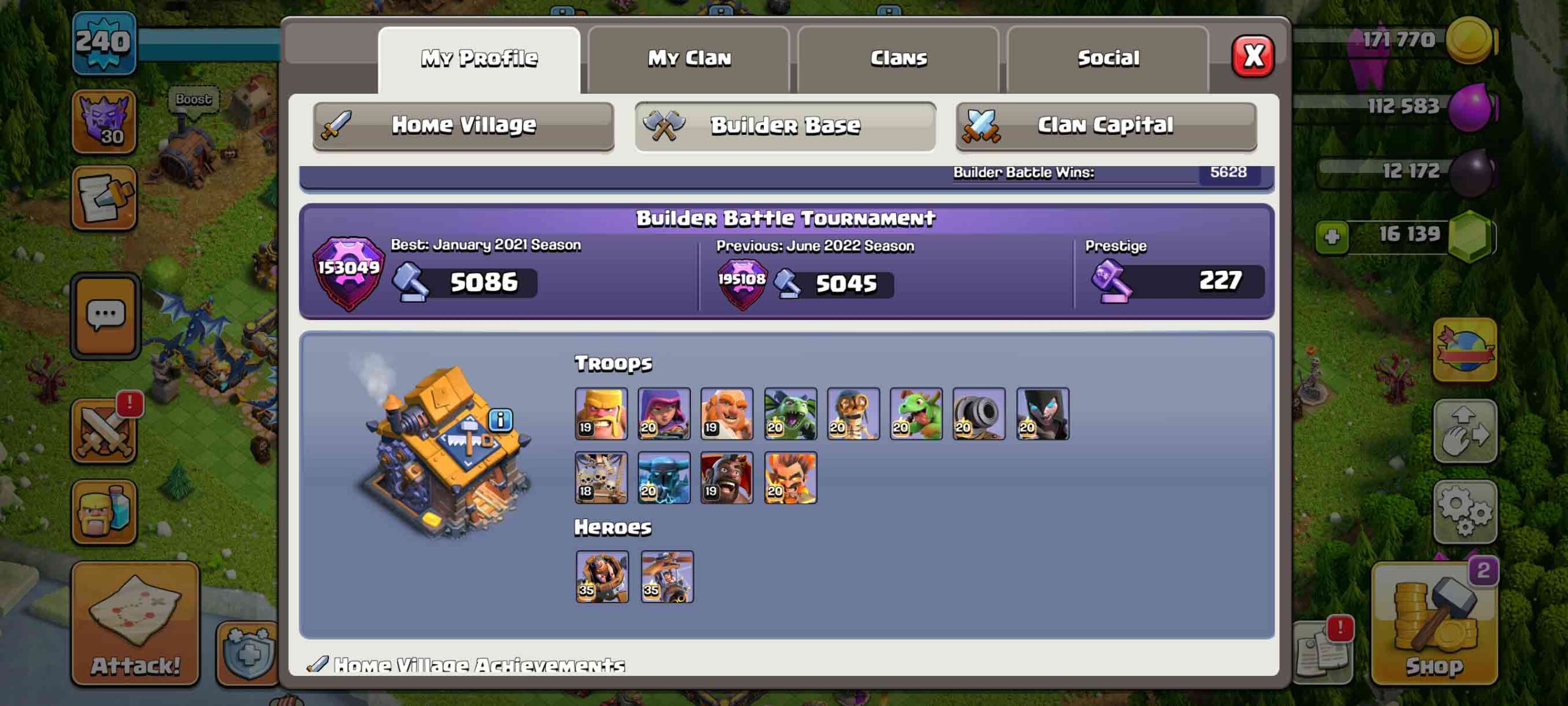 Town Hall 17 Level 240 Builder Profile