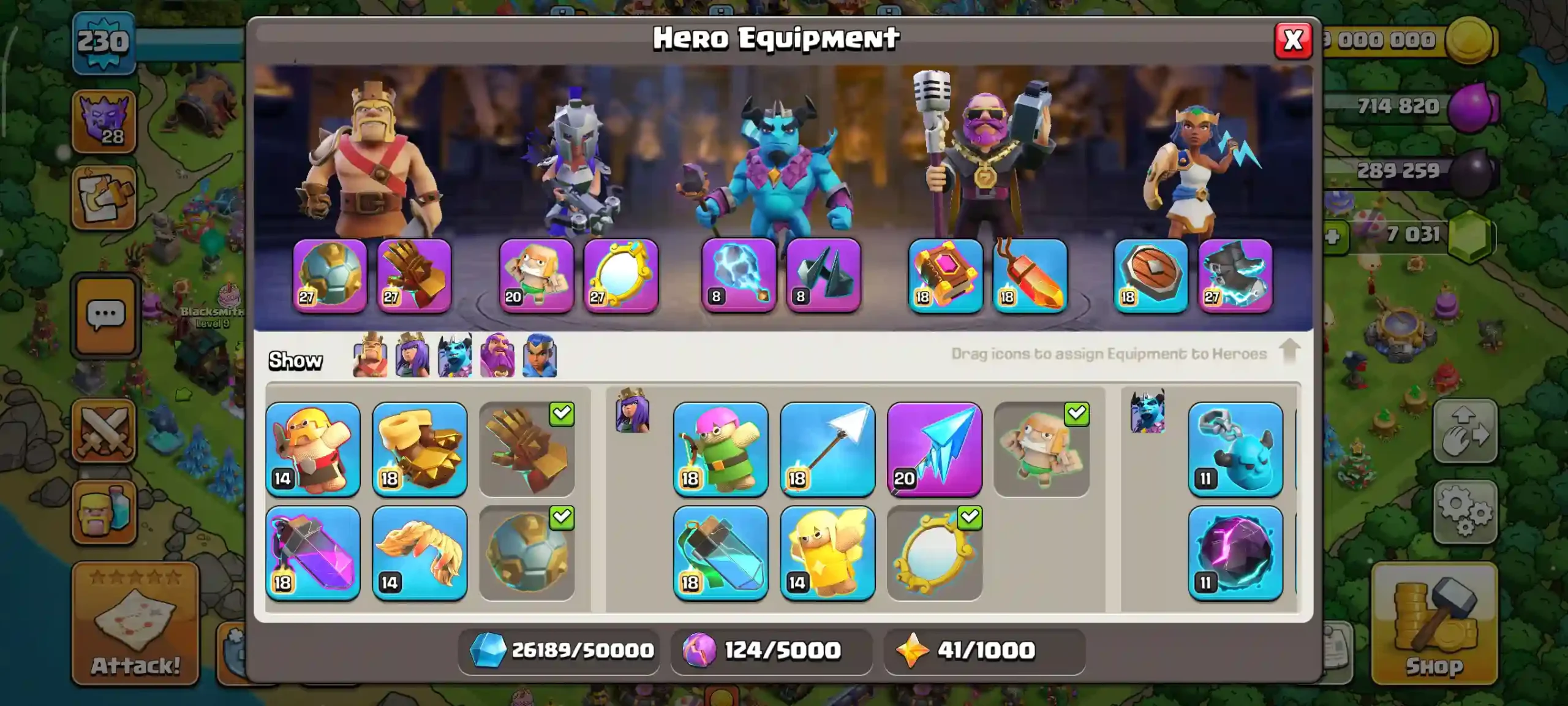 Town Hall 18 Level 230 Hero Equipments 1