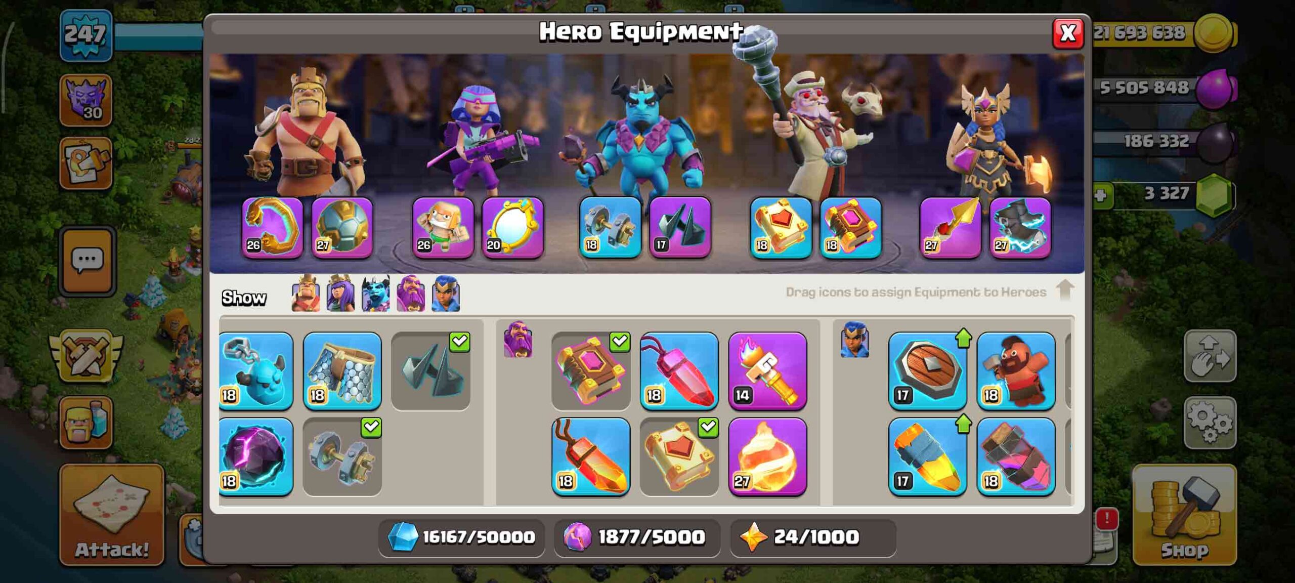 Town Hall 18 Level 247 Hero Equipments 2