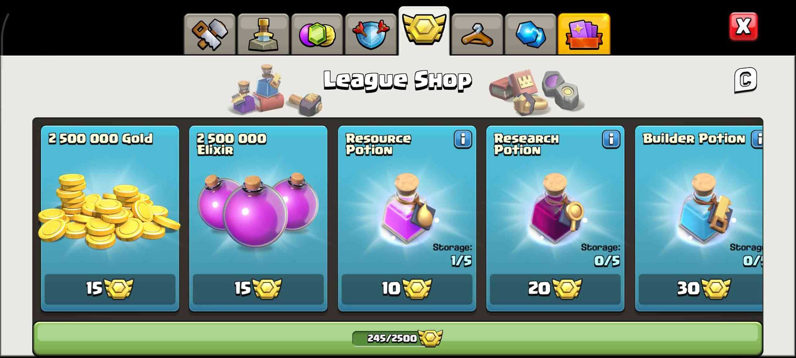 Town Hall 18 Level 247 League Medals
