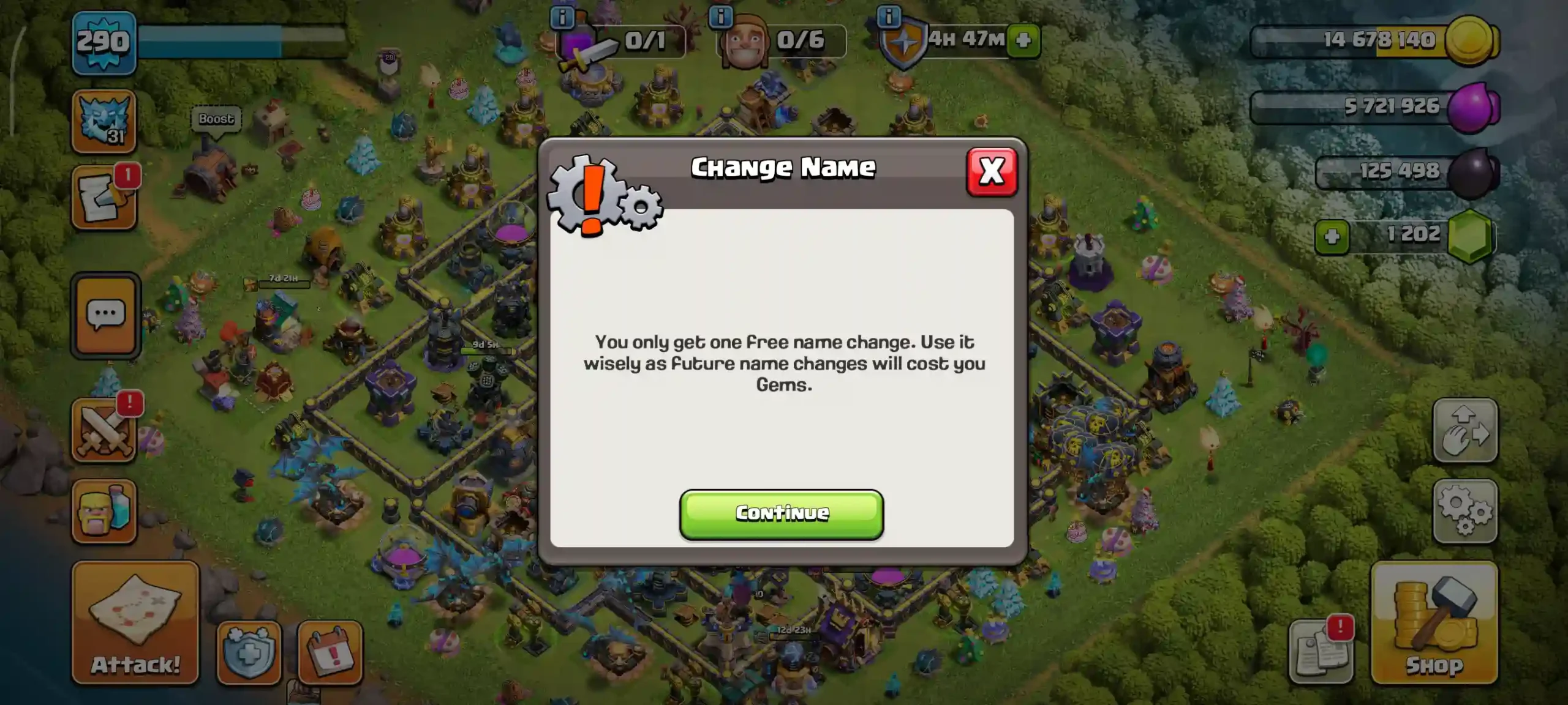 Town Hall 18 Level 290 Change Name