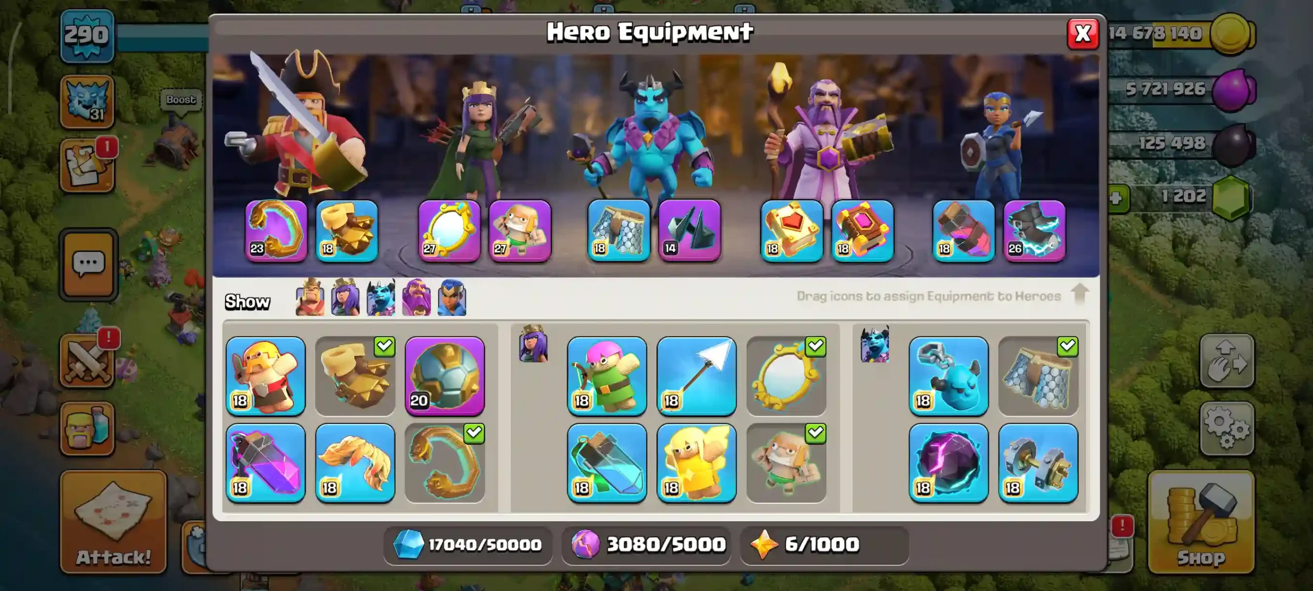 Town Hall 18 Level 290 Hero Equipments 1