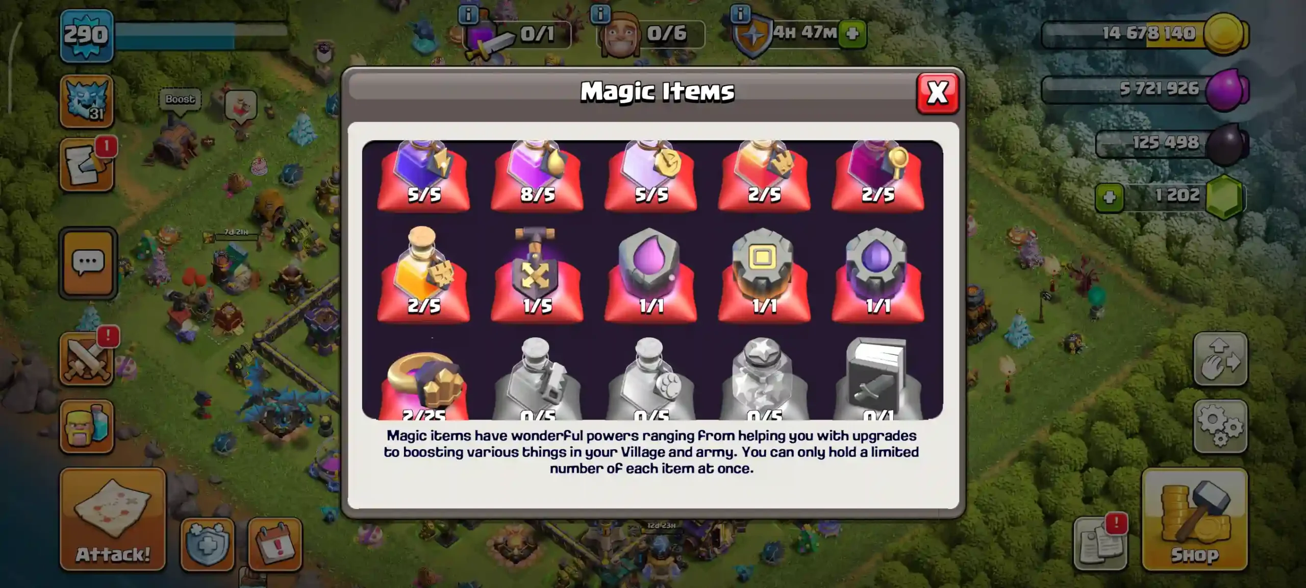 Town Hall 18 Level 290 Magic Items