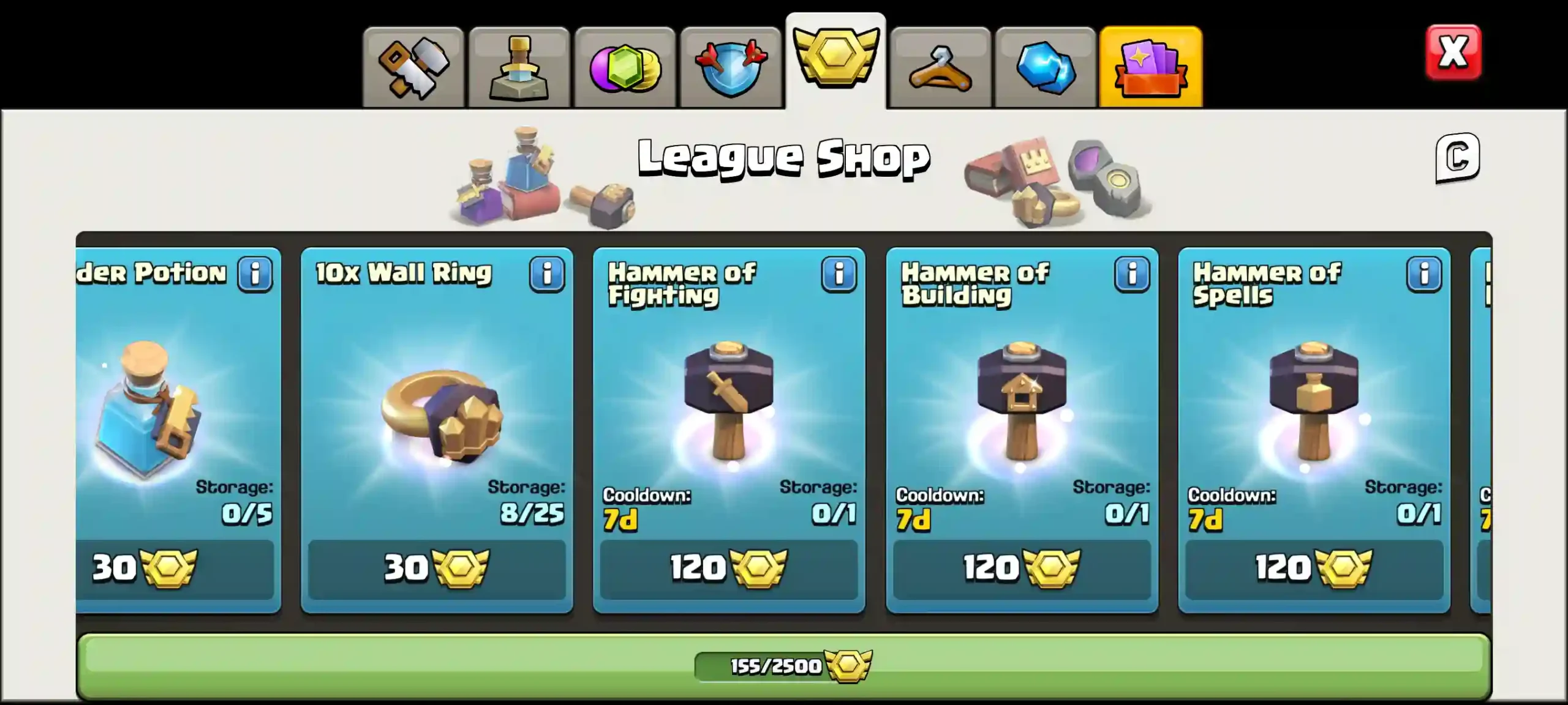 Town Hall 18 Level 251 League Medals